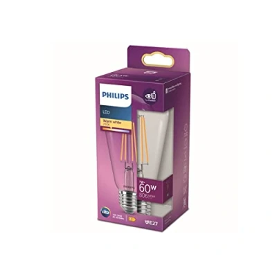 Afbeelding van Philips LED lamp Edison Warmwit licht E27 60 W Transparant Energiezuinige verlichting Filament