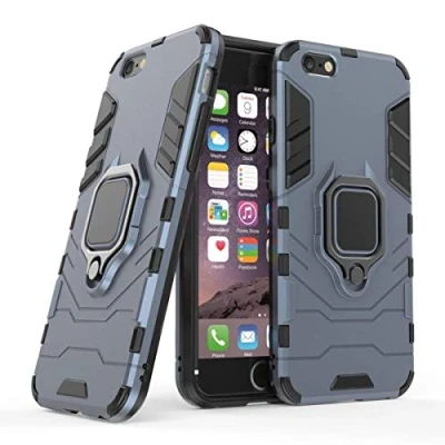 Afbeelding van Compatibel met iPhone 6+, 6S+ Hoesje, 360 Graden Ring Standaard Schokbestendige Hoes voor Apple 6 Plus, 6S Plus (Marineblauw)