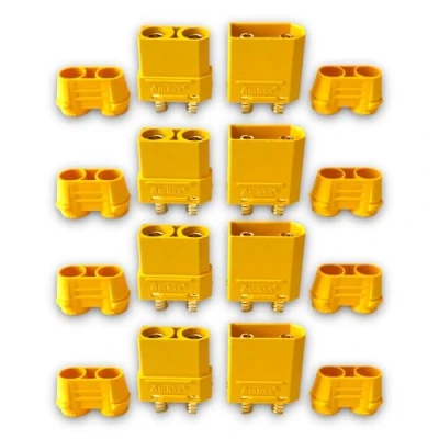 Afbeelding van 5 paar 2 pins XT90H XT90 connectoren mannelijk en vrouwelijk gouden stekkers met doppen voor modelbouw RC LiPo batterij