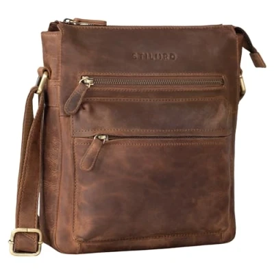 Afbeelding van STILORD &#039;Mae&#039; Kleine Crossbody Tas Dames Leer Vintage Handtas Casual Schoudertas Lederen Damestasje voor Shopping Avondtas Partytas Echt Leer, Kleur:middel bruin
