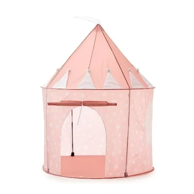 Afbeelding van RELSY Pop up tenten voor kinderen, speeltent binnen en buitenavonturenspellen, kindertent met roze sterrenpatroon, kasteel prinsessentent jongens meisjes.