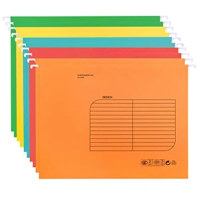 Afbeelding van A4 ophangmappen, 25 stuks, versterkte hangmappen, archiefkast, verstelbare tabbladen, hangende organizer, bestandsmap voor kantoor, school, werk (gemengde kleur)