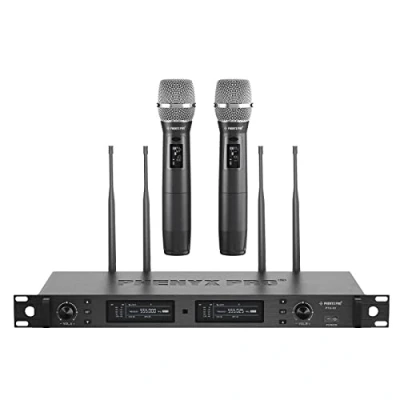 Afbeelding van Phenyx Pro Draadloos microfoonsysteem, True Diversity Dual Draadloze Microfoonset, Professionele UHF Handheld Microfoons met Auto Scan, 2x1000 Kanalen, 320 ft voor Podium &amp; Studio (PTU 2U)