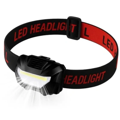 Afbeelding van hoofdzaklamp, Xndryan Ultra Bright COB LED lichtgewicht koplamp, 3 verlichtingsmodi, verstelbare riem, batterijwerkende leeszaklamp voor kamperen, wandelen, fietsen, hardlopen