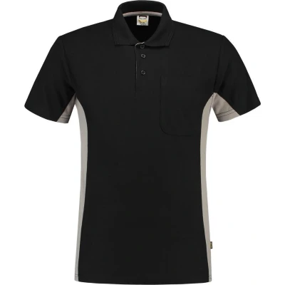 Afbeelding van Tricorp 202002 Poloshirt Bicolor Borstzak Zwart/Grijs
