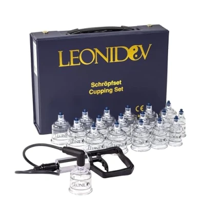 Afbeelding van Leonidov® Zuigset met 17 cuppings en handpomp cupping set van onbreekbaar kunststof, inclusief vacuümpomp regelbaar zuigvermogen
