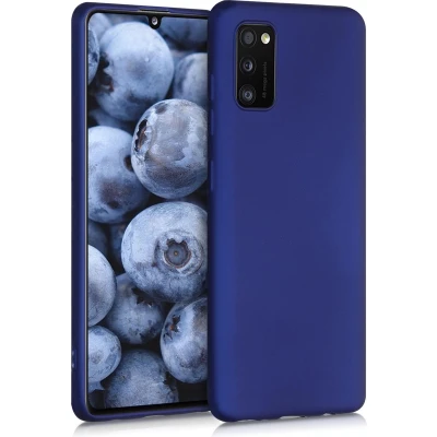 Afbeelding van kwmobile telefoonhoesje compatibel met Samsung Galaxy A41 hoesje Zachte case voor smartphone Back cover in metallic blauw