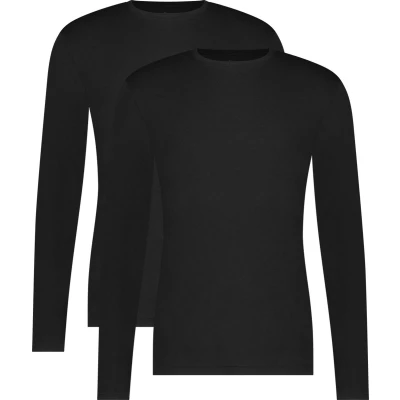 Afbeelding van Comfortabel &amp; Zijdezacht Bamboo Basics Ralph Bamboe T Shirts (Multipack 2 stuks) Heren Ronde Hals Zwart M