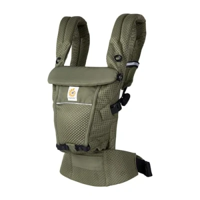 Afbeelding van Ergobaby Adapt babydrager voor pasgeborenen vanaf de geboorte, met 3 posities SoftFlex mesh ergonomische buikdrager rugdrager draagzak, Olive Green