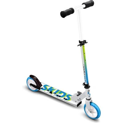 Afbeelding van Skids control 2 wiel Kinderstep Opvouwbaar Voetrem Wit/Blauw