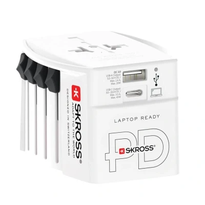 Afbeelding van Skross Wereldreisadapter MUV PRO 2 polig + 1 USB Snellader Type C 2500 mA Wit