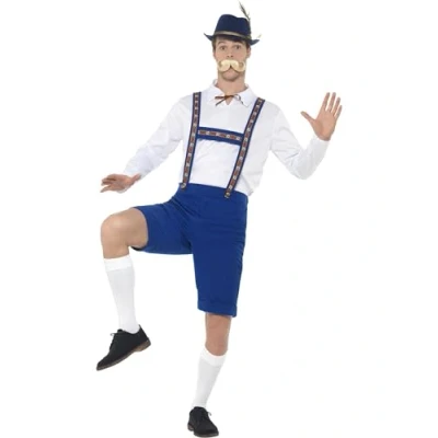 Afbeelding van Smiffy&#039;s Boeren Tirol &amp; Oktoberfest Kostuum Beierse Dijenkletser Man Blauw Large Bierfeest Verkleedkleding
