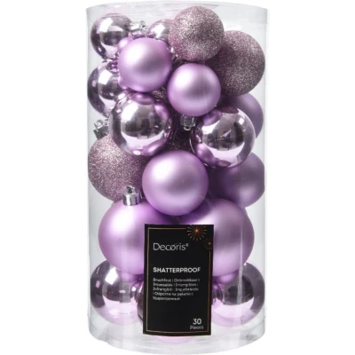 Afbeelding van Kerstbal plastic d6 cm fris lila 30st Decoris