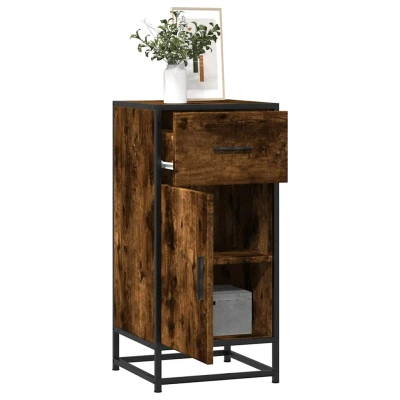 Afbeelding van Dressoir 35,5x35x76 cm bewerkt hout en metaal gerookt eiken