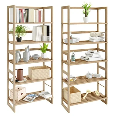 Afbeelding van Deuba Set van 2 Houten Kasten Rek 5 Legplanken Opbergkast Hout Badkamer Kelder Keuken Planken 135,5x58x27 cm