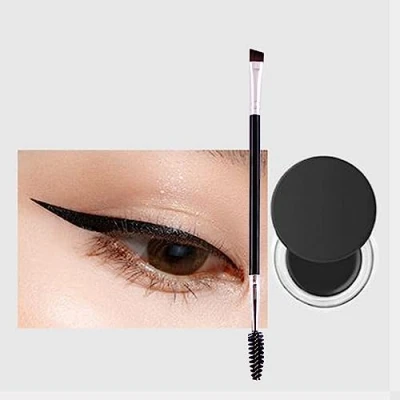 Afbeelding van Waterproof Eyeliner Gel 2 In 1 Long lasting Eyeliner/Eyebrow with Brush High Pigmented Eye Liner (01# Retro Black)