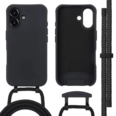 Afbeelding van Apple iPhone 16 MagSafe Hoesje Siliconen en TPU (zacht) imoshion Softcase/Koordhoesje/Backcover Zwart Telefoonhoesje Black Friday Deals