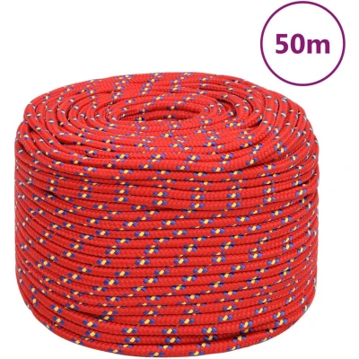 Afbeelding van vidaXL Boottouw 8 mm 50 m polypropyleen rood