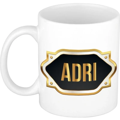 Afbeelding van Adri Naam / voornaam kado beker mok met embleem mokken