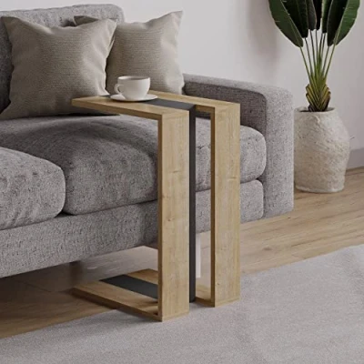 Afbeelding van C Tafel voor Woonkamer Opties 57x40x30cm Salontafel Bijzettafel van Hocuspicus (Eik Antraciet)