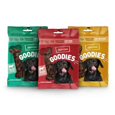 Afbeelding van Chewies hondensnoepjes MAXI Mix 1 rundvlees, pens &amp; gevogelte enkeltraining 3 x 200 g vleessnoepjes zonder suiker hondensnack met hoog vleesgehalte (600 g)