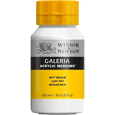 Afbeelding van Winsor &amp; Newton 3050821 Galeria Mattes Medium 500 ml pot, behoudt de helderheid van kleur en verbetert transparantie
