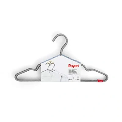 Afbeelding van Rayen kleerhanger, antislip, metaal, nylon, grijs, 40,5x19,50 cm, 6 stuks