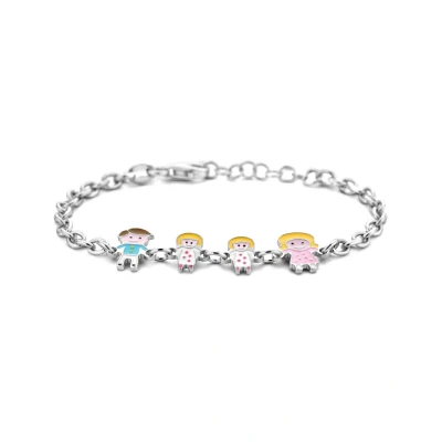 Afbeelding van Zilveren armband vader, moeder en dochters