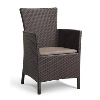 Afbeelding van &quot;Allibert by Keter&quot; tuinstoel Iowa, bruin/taupe, incl. zitkussen, kunststof, platte rotanlook