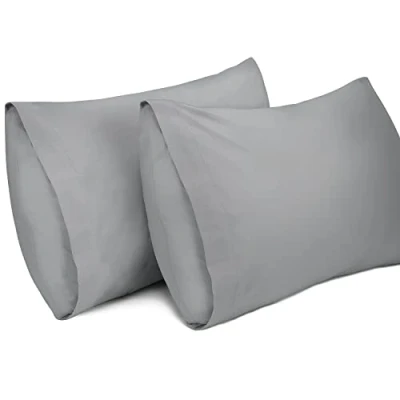 Afbeelding van Lirex 2 Pack Kussenslopen, 100% Katoen 400 Draad Ademende Kussensloop Pillow Cover, 40 x 70 cm, Donkergrijs