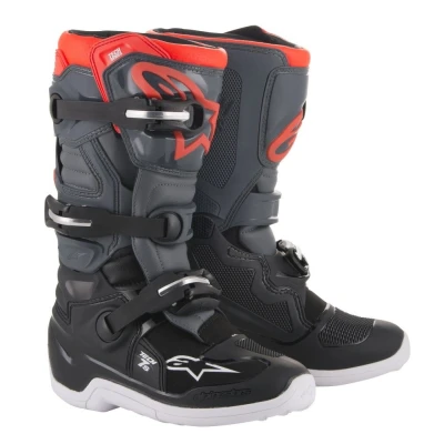 Afbeelding van Alpinestars 2024 Tech 7S Crosslaarzen Zwart / Donker Grijs Fluor Rood maat 37