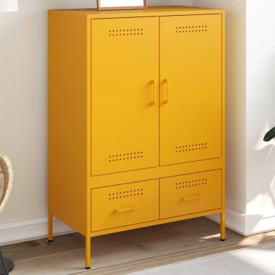 Afbeelding van vidaXL Hoge kast 68x39x101,5 cm koudgewalst staal mosterdgeel