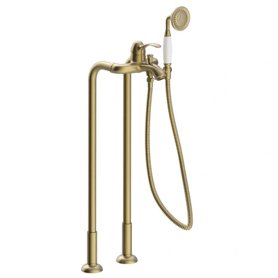 Afbeelding van Badmengkraan Tres Clasic Vrijstaand 1 Hendel Incl Handdouche Verouderd Messing