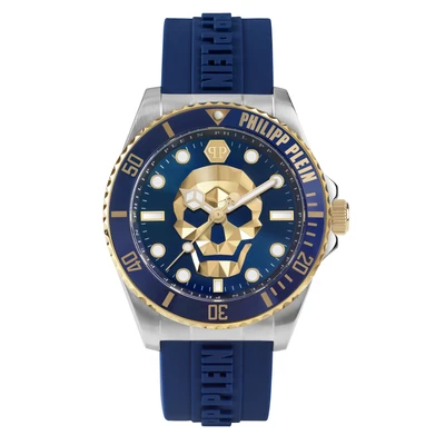 Afbeelding van Philipp Plein The $Kull Diver PWOAA0222 Horloge Siliconen Blauw Ø 44 mm