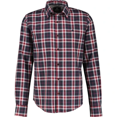 Afbeelding van Lerros Overhemd Geruit In Gestructureerde Kwaliteit 24d1086 338 Urban Red Mannen Maat 3XL