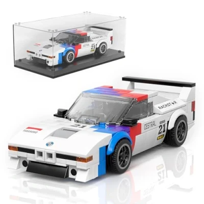 Afbeelding van Mould King 27062 Technik Speed Champions auto bouwstenen M1 racewagen klembouwstenen sportwagen bouwspeelgoed met acryl vitrine modelauto&#039;s om te verzamelen (363 delen)