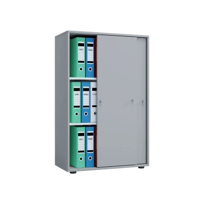 Afbeelding van Hioshop Lona XL Kantoorkast met 2 schuifdeuren en slot grijs.