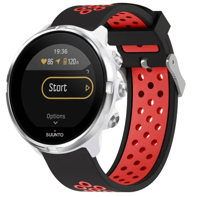 Afbeelding van Siliconen sport bandje Universeel 24 mm aansluiting Zwart/Rood iMoshion En TPU (zacht)