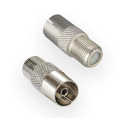 Afbeelding van HB DIGITAL SAT antenne adapter: F aansluiting (Satelliet DVB S/S2 female) naar IEC (Kabel TV C, Terrestrisch T2 Coaxiale Vernikkeld
