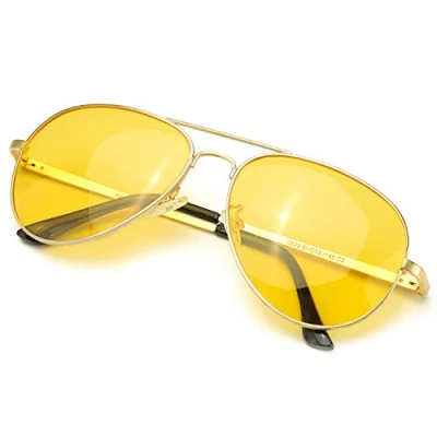 Afbeelding van SODQW Nachtrijbril, HD nachtzicht Anti glare veiligheidsbril Gele lens voor rijden &#039;s nachts, UVA UVB bescherming (Gouden montuur/nachtzichtbril)