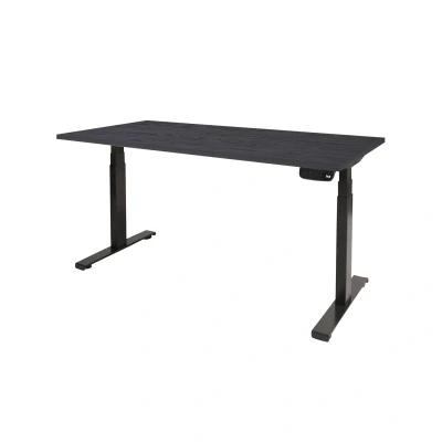 Afbeelding van Dextro plus zit/sta 200x80cm, electrisch hoogte verstelbare werkplek, T poot frame. Frame kleur zwart (RAL9005) en blad Schaduwzwart
