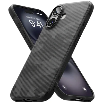 Afbeelding van Ringke Onyx Compatibel met iPhone 16 Case Robuust Phone Cover Duurzaam Schokbestendig TPU Hoesje Camo Black