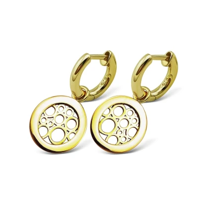 Afbeelding van Jwls4u Oorringen Roundabout Silver Gold plated JE021G