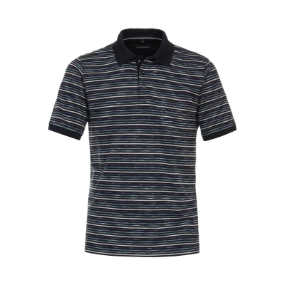 Afbeelding van Casa Moda polo heren poloshirt wijde fit donkerblauw geprint