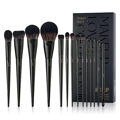 Afbeelding van Jessup Make up Borstels,Make Kwasten Set 14 Stuks Makeup Brushes Zwarte Kabuki Foundation Oogschaduw Contour Concealer Poeder Eyeliner Crease Wenkbrauw Blending Borstel, T336