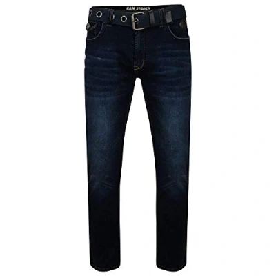 Afbeelding van Kam Heren Extra Tall Stretch Tapered Dark Wash Jeans (Garcia), Mondlicht Blauw, 44W x 38L