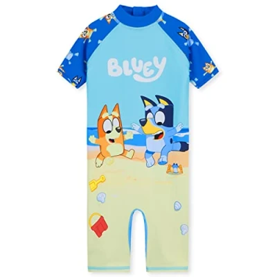Afbeelding van Bluey Badpak voor meisjes, korte mouwen, eendelig, strand, zwembad, lange 18 maanden 8 jaar, Blauw, 5 6 Jaren