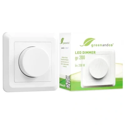 Afbeelding van greenandco® gc 200 inbouw LED en halogeendimmer 1 Watt, ook geschikt voor conventionele lampen wisselschakeling, wit