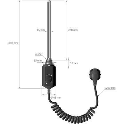Afbeelding van Verwarmingselement 300W Chroom met thermostaat en LCD scherm ML design