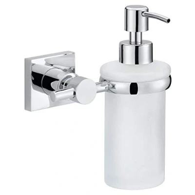 Afbeelding van tesa® Hukk aan de muur gemonteerde zeeppomp, hoogglans verchroomd metaal, zelfklevend, 170mm x 127mm 110mm